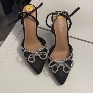 BCBGeneration Black Heels with Rhinestone Bow